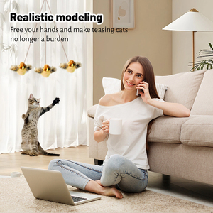 Sıcak Satış Karikatür Peluş Serçe Simülasyonu Elektrikli Sallanan Kuş Kedi Oyuncağı, Kendi Kendine Eğlence İçin Sesli Teaser Çubuğu - Product Image 5