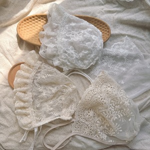 Gorro de encaje con volantes para bebé, sombrero suave con lazo para niña, gorro de princesa para el sol y el viento para recién nacidas - Product Image 1