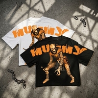 T-shirts Boxy Hip Hop 250 g/m² à motif graphique, en coton épais de luxe, personnalisables, style streetwear oversize pour hommes