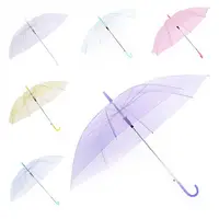 H264 مخصص الرجال النساء المتاح الأطفال الملونة طويلة مقبض دليل المظلات يوم ممطر شفافة مظلة شفافة
