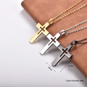 Collar con Colgante de Cruz Hueca en Acero Inoxidable, Colores Dorado, Plateado y Negro, Joyería Religiosa Minimalista, Regalo - Product Image 6