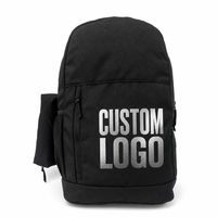 Sac à dos de navettage 20L en tissu Oxford noir avec logo personnalisé, sac à dos léger et souple pour l'école et les voyages quotidiens, personnalisable OEM