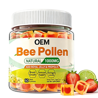 Complément alimentaire en gommes de pollen d'abeille ODM OEM, multi-nutriments, soutien immunitaire et digestif, végétalien, saveur fraise