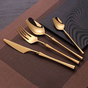 304 Stainless Steel Royal Gold Plated Cutlery Flatware Steak Spoon Set 4 in 1 - Product Image 1