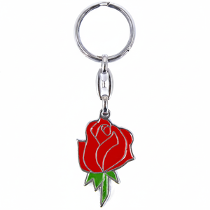 Porte-clés en métal, Rose rouge, meilleure qualité, vente en gros - Product Image 2
