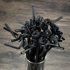 Pailles à boire jetables flexibles, pailles en plastique pour cocktails et jus, avec dessus bouclé, pour bars et fêtes, usage unique, en vrac - Product Image 2