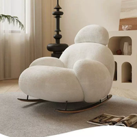 Fauteuil à bascule relaxant individuel au design moderne avec coussin en mousse haute densité et structure en bois massif BTSC003 pour la maison ou l'hôtel