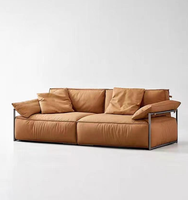 Canapé d'angle modulaire moderne en cuir véritable, style bloc, avec pieds en bois écologiques, gonflable, pour salon, combinaison droite