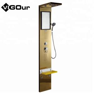 Panel de Ducha Termostático de Lluvia y Vapor de Acero Inoxidable 304 Pulido con Columna y Grifos - Product Image 3