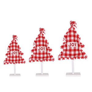 Dekorasi pohon Natal desain kain merah dan putih perlengkapan kerajinan ornamen Natal dekorasi perapian meja pohon sukacita - Product Image 1