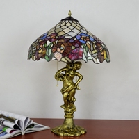 Lampe de table décorative de luxe rétro américaine en verre teinté, grande lampe de table pour chambre à coucher, salon, bureau