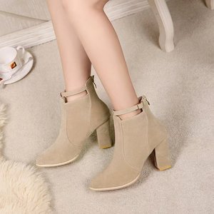 Bottines à talon épais pour femmes, dessus en <span class=keywords><strong>daim</strong></span>, chaussures habillées d'hiver, antidérapantes, vente en gros d'usine, prêtes à être expédiées - Product Image 2