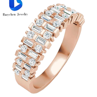 Bague élégante en argent sterling 925 plaqué or avec double croix en X et diamant de laboratoire, bijoux pour femmes, idée cadeau