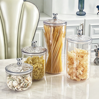 Bocaux en verre ronds OEM avec couvercle en verre/bambou pour grains de café, bonbons, fruits secs, graines de melon, noix