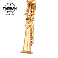 Taishan Brand Wholesale Chinese Bb Soprano Saxophone with Brass Head Gold Lacquer Finish Performance Ready Includes Case