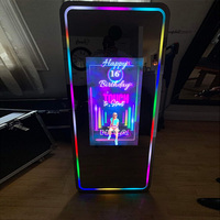 Vente en gros Cabine à miroir rustique Cabine photo de 65 pouces Écran tactile Miroir magique Selfi LED Cabine photo DJ pour événements
