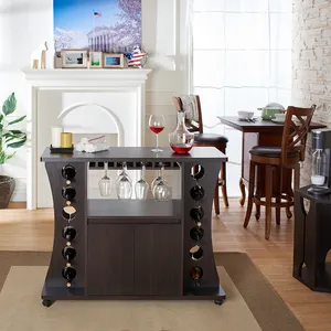 Northlawn-Mesa de Buffet Espresso con estante de madera para vino, mueble de bar