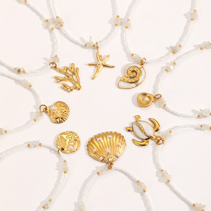 สร้อยคอธีมมหาสมุทรสแตนเลสพร้อมจี้เปลือกหอยเต่าปลาดาวโซ่คล้องไหปลาร้าสำหรับผู้หญิงเครื่องประดับแฟชั่น - Product Image 4