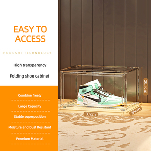 Contenedor de Almacenamiento Apilable al por Mayor de Fábrica, Caja Plegable para Zapatos que Ahorra Espacio, <span class=keywords><strong>Multiusos</strong></span>, a Prueba de Polvo, Transparente, Estante para Zapatos - Product Image 2