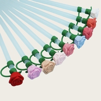 Nouveaux styles, couvre-pailles 3D de 10 mm, accessoires de bricolage, décoration de pailles en forme de rose rouge pour la Saint-Valentin, cadeaux, fête