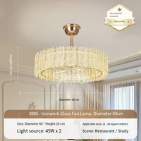 Ventilateur de plafond LED de luxe moderne pour la maison et le bureau, luminaire suspendu en verre invisible pour salon et salle à manger, lampe ventilateur moderne télécommandée