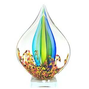 2021时尚顶级热销奖杯艺术玻璃手工制作彩色吹奖水滴装饰艺术玻璃奖