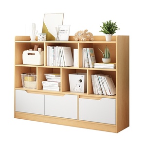 대나무 모던 홈 플로어 책꽂이 벽걸이형 다층 수납 진열대 캐비닛 도어 거실 선반 조합 - Product Image 5