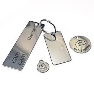 Factory direct 304 stainless steel key chain tag engraved word marking nameplate hardware listing rectangular key tag