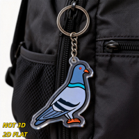 Porte-clés en acrylique en forme de pigeon, motif oiseau bleu avec anneau métallique, accessoire léger et original