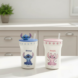 Taza de Cerámica Disney con Pajita y Tapa, Taza de Café Personal con Dibujos Animados <span class=keywords><strong>para</strong></span> Oficina, Hogar y Regalo - Product Image 2