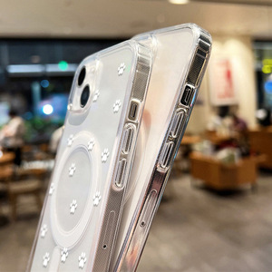 Funda para teléfono iPhone 17 Pro Max, funda protectora transparente simple con diseño de pata de gato blanca magnética a prueba de golpes - Product Image 6