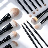 Ensemble de 15 pinceaux de maquillage professionnels en fibres ultra-fines de qualité supérieure, logo personnalisé, noir, 15 pièces