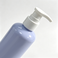 Bouteille cylindrique en PET violet clair de 335 ml en gros, avec pompe à lotion blanche, pour shampoing et gel douche