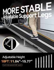 <span class=keywords><strong>Rampe</strong></span> d'accès portable pour fauteuil roulant de 1,2 m avec pieds de <span class=keywords><strong>support</strong></span>, <span class=keywords><strong>rampe</strong></span> pliable pour seuils de porte, escaliers et entrées de maison - Product Image 3