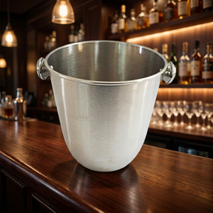 Seau à glace en acier inoxydable avec poignées latérales, finition polie, motif floral, industriel, durable, pour refroidisseur à vin, bar, hôtel, fête - Product Image 3