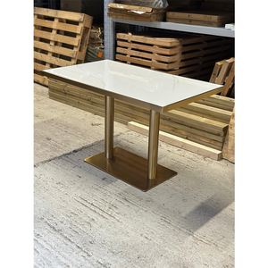 Commercial Dinning Traditional Style Golden Edge Base 4 People Seaters Rectangular Marble <strong>Table</strong> For Restaurants