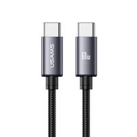 Kabel Data USAMS Original PD 60W 30W Usb C ke Usb C Berbahan Nilon Kepang, Kabel Pengisian Cepat PD Tipe-C untuk Iphone 18 Pro Max