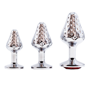 Juego de 3 tapones anales de cristal de una pieza en tallas S, M y L y tapón de masaje prostático metálico para hombres y mujeres - Product Image 1