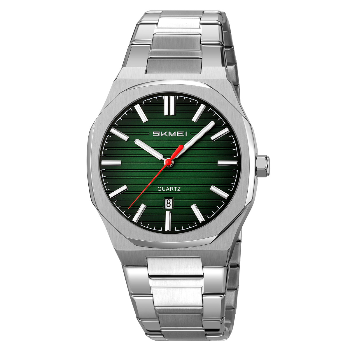 Superficie verde concha plateada