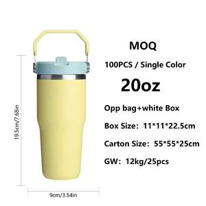 20 औंस 30 औंस लीक प्रूफ टंबलर डबल दीवार स्टेनलेस स्टील वैक्यूम ट्रैवल कॉफी कप फ्लिप पुआल के साथ - Product Image 3