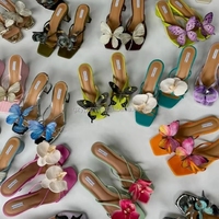 Chaussons à talons hauts pour femmes, nouvelle conception estivale, fleurs fines, tongs, vente directe d'usine, Europe, États-Unis