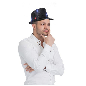 Sombrero Fedora de lentejuelas LED con brillo intermitente colorido personalizado forma redonda sombrero <span class=keywords><strong>Pandora</strong></span> LED para fiestas de Diwali <span class=keywords><strong>Navidad</strong></span> y Año Nuevo - Product Image 3