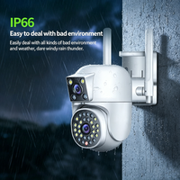 Caméra de sécurité extérieure Tuya double objectif 360 ° PTZ panoramique avec audio bidirectionnel IP66 résistant aux intempéries pour Yard Villa