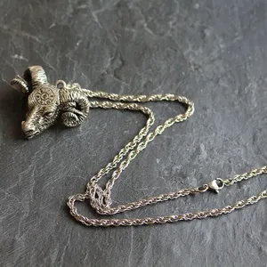 Collier pendentif tête de chèvre Thor, amulette viking nordique, pendentif tête de <span class=keywords><strong>bélier</strong></span> gothique, Astrologie, <span class=keywords><strong>Horoscope</strong></span>, Charme de chèvre pour homme - Product Image 4