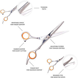 Tijeras de peluquería para mascotas Sd, juego de 4 piezas, acero inoxidable, punta redonda, herramientas de peluquería para perros para un corte y cuidado precisos - Product Image 1