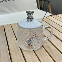 Tasses à café mignonnes et délicates avec cuillère et couvercles, résistantes à la chaleur, pour la maison, pour boire de l'eau, verres à marteau, verres à café