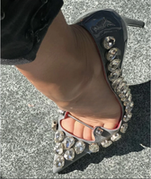 2025 Escarpins de Luxe Haute Qualité Imperméables pour Femmes, Bout Pointu, Talons Fins Noirs, Strass en Cristal, Sexy et Tendance pour l'Été et l'Automne