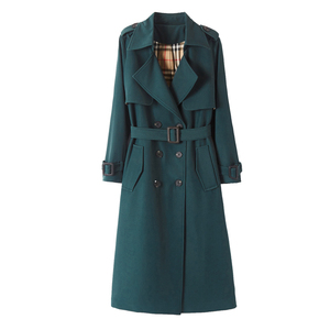 <strong>Ladies</strong> Stylish Long Clothing Streetwear Polyester <strong>Lightweight</strong> Turndown Collar Women's Trench <strong>Coats</strong> Vintage Factory - Product Image 2