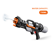 Pistolet à eau en plastique pour enfants, série militaire noire, tir longue portée, été