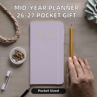 Planificateur mi-année 26-27 pour carnet 24, agenda simple en anglais, livre de poche, couverture en PU, 100 feuilles, cadeau personnalisé